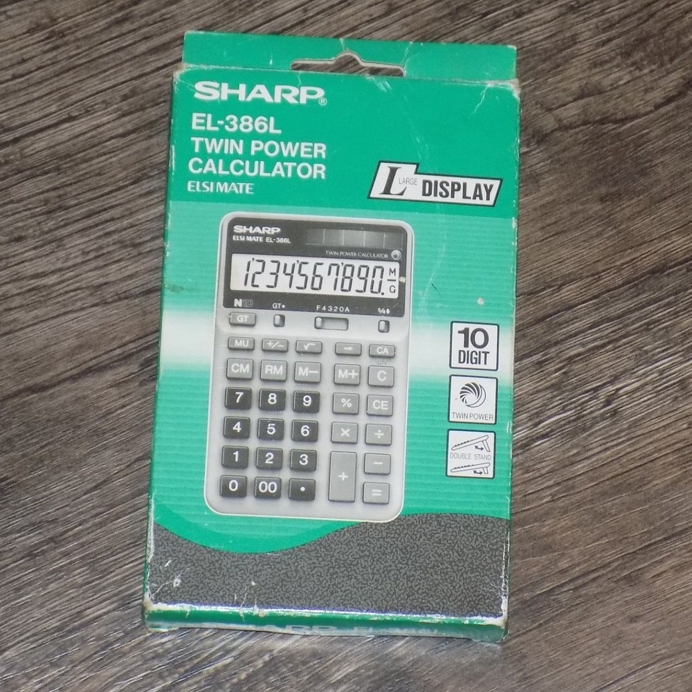 Sharp EL-386L Twin Power Calculator New 10 Digit Large Display